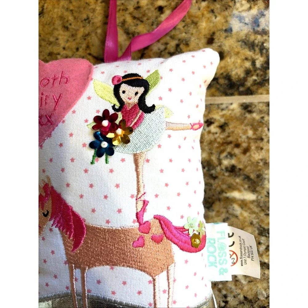 Tooth‎ & Rock Polka Dot Unicorn Heart Plush Tooth Fairy Pillow Door Hanger
